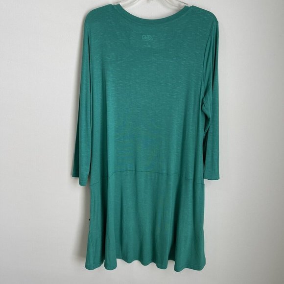 LOGO Lori Goldstein Green 3/4 Sleeve Tunic with Pockets - Picture 3 of 6